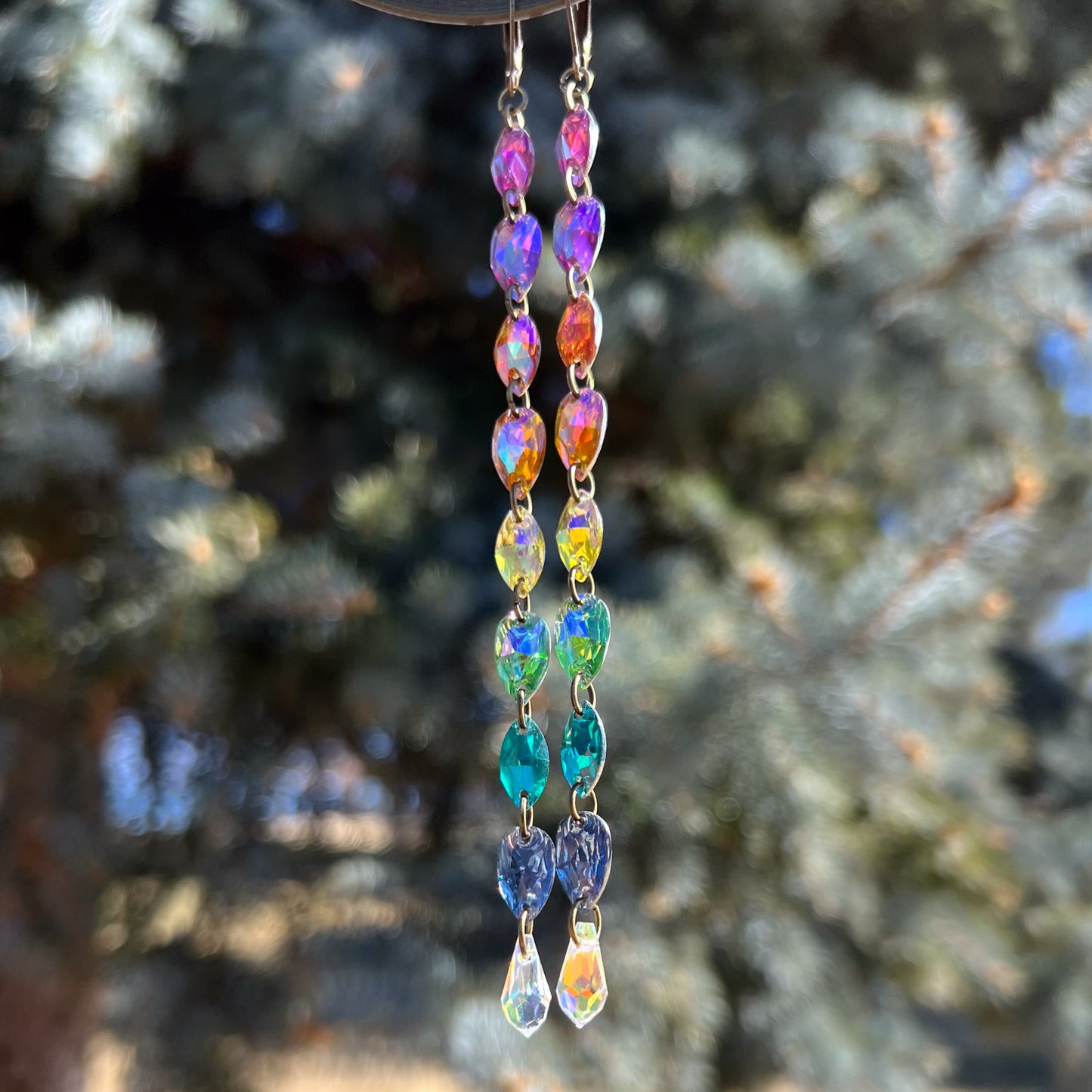 Rainbow Morning Dew Earrings (one of a kind)