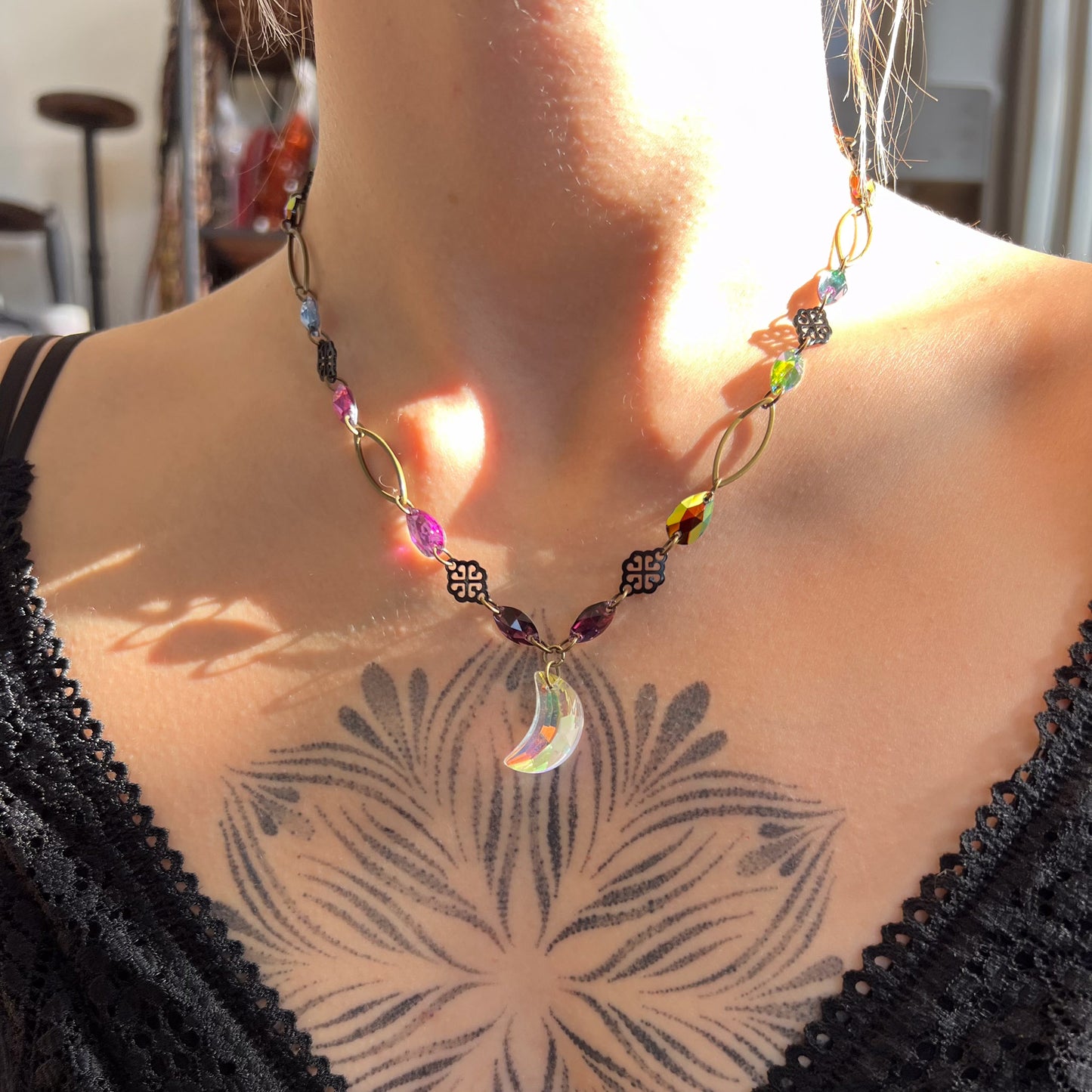 Crystal Moon Necklace (one of a kind)