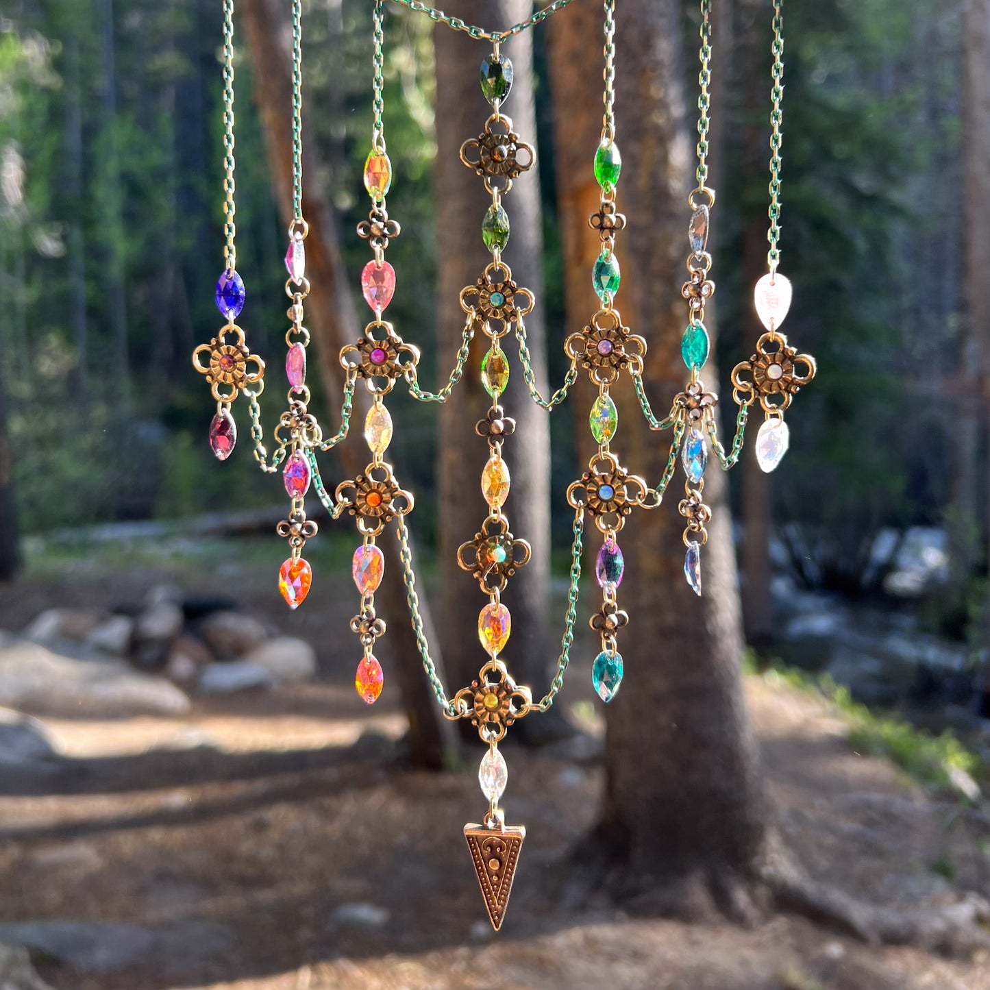 Stained Glass Necklace in Enchanted Moss