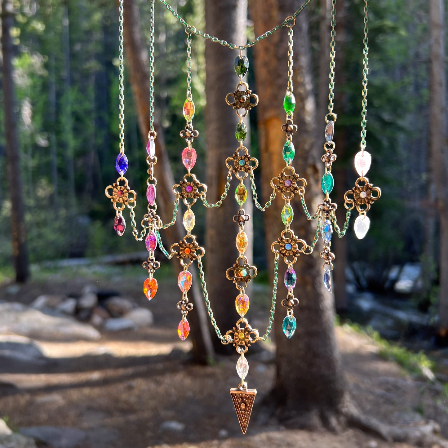 Stained Glass Necklace in Enchanted Moss