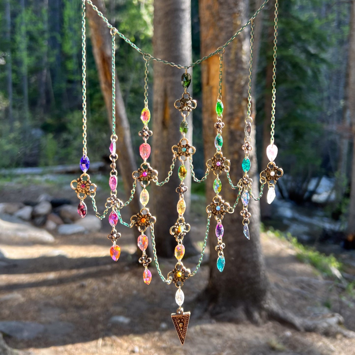 Stained Glass Necklace in Enchanted Moss