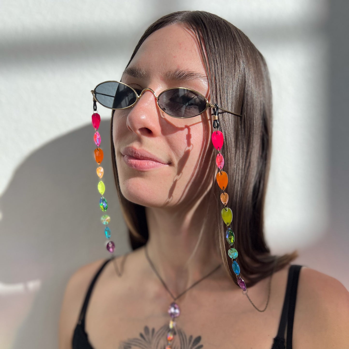 Ready to Ship Neon UV Light Reactive Glasses Chain
