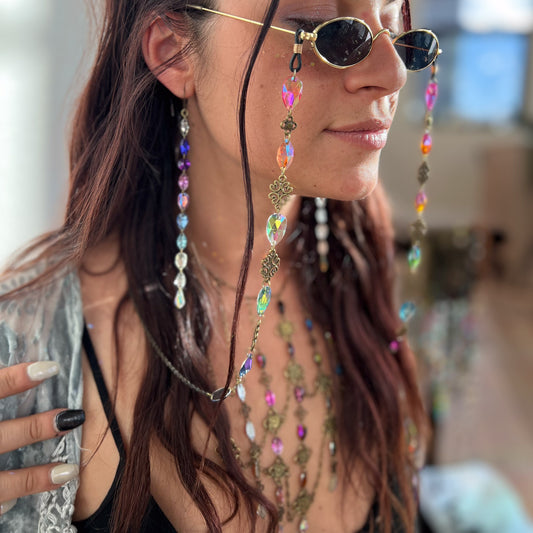 CUSTOM Brass Link big chunky crystal seeds sunglass/glasses chain (chain only)