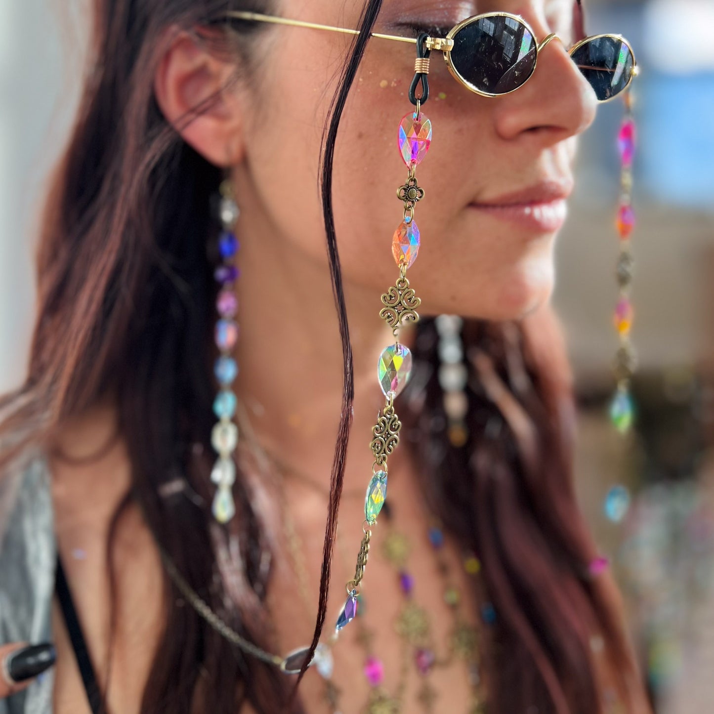 CUSTOM Brass Link big chunky crystal seeds sunglass/glasses chain (chain only)