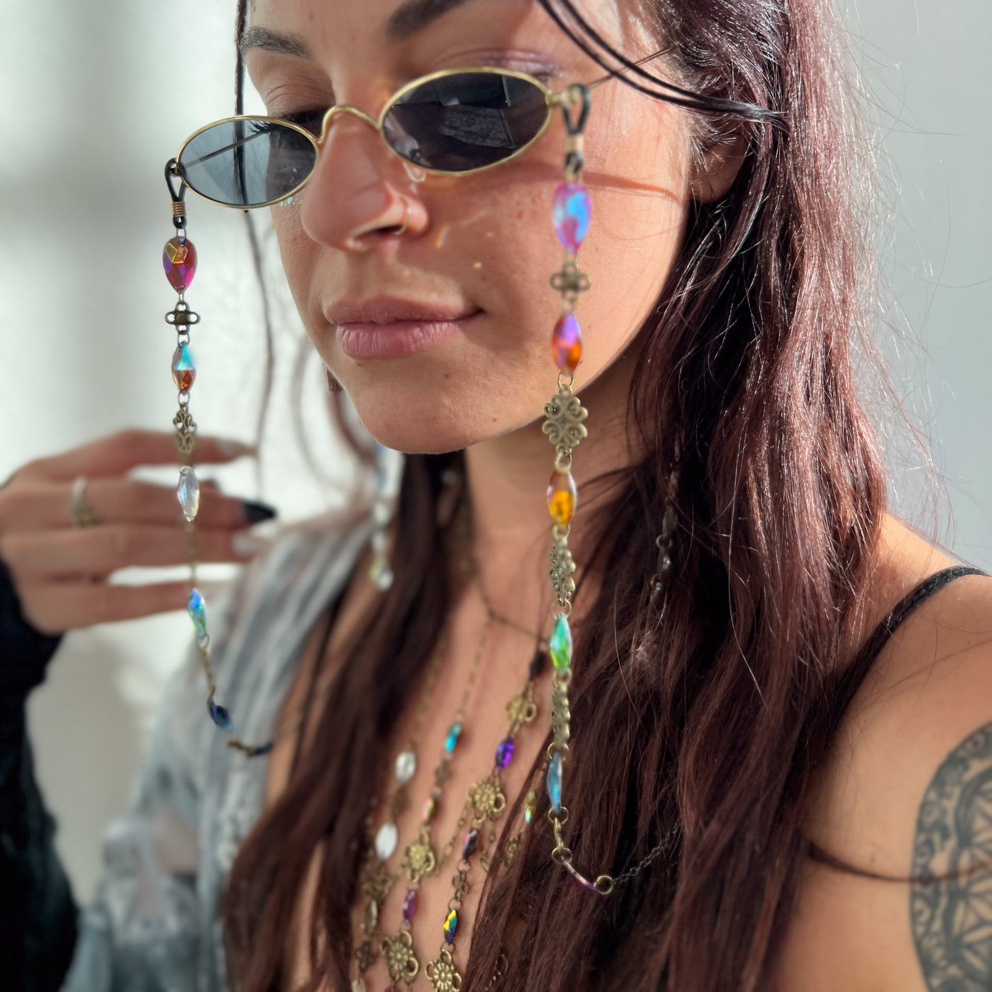 CUSTOM Brass Link big chunky crystal seeds sunglass/glasses chain (chain only)