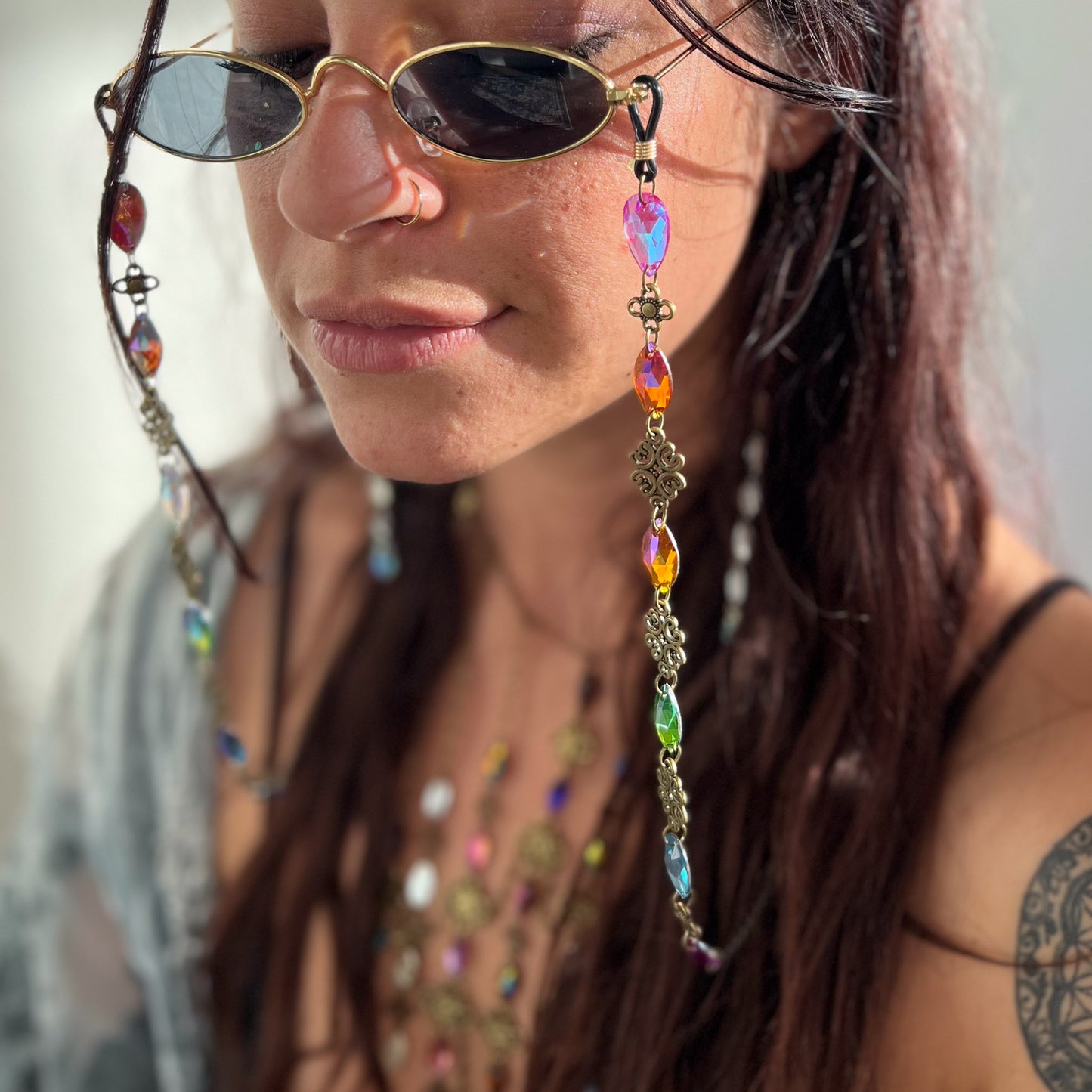 CUSTOM Brass Link big chunky crystal seeds sunglass/glasses chain (chain only)