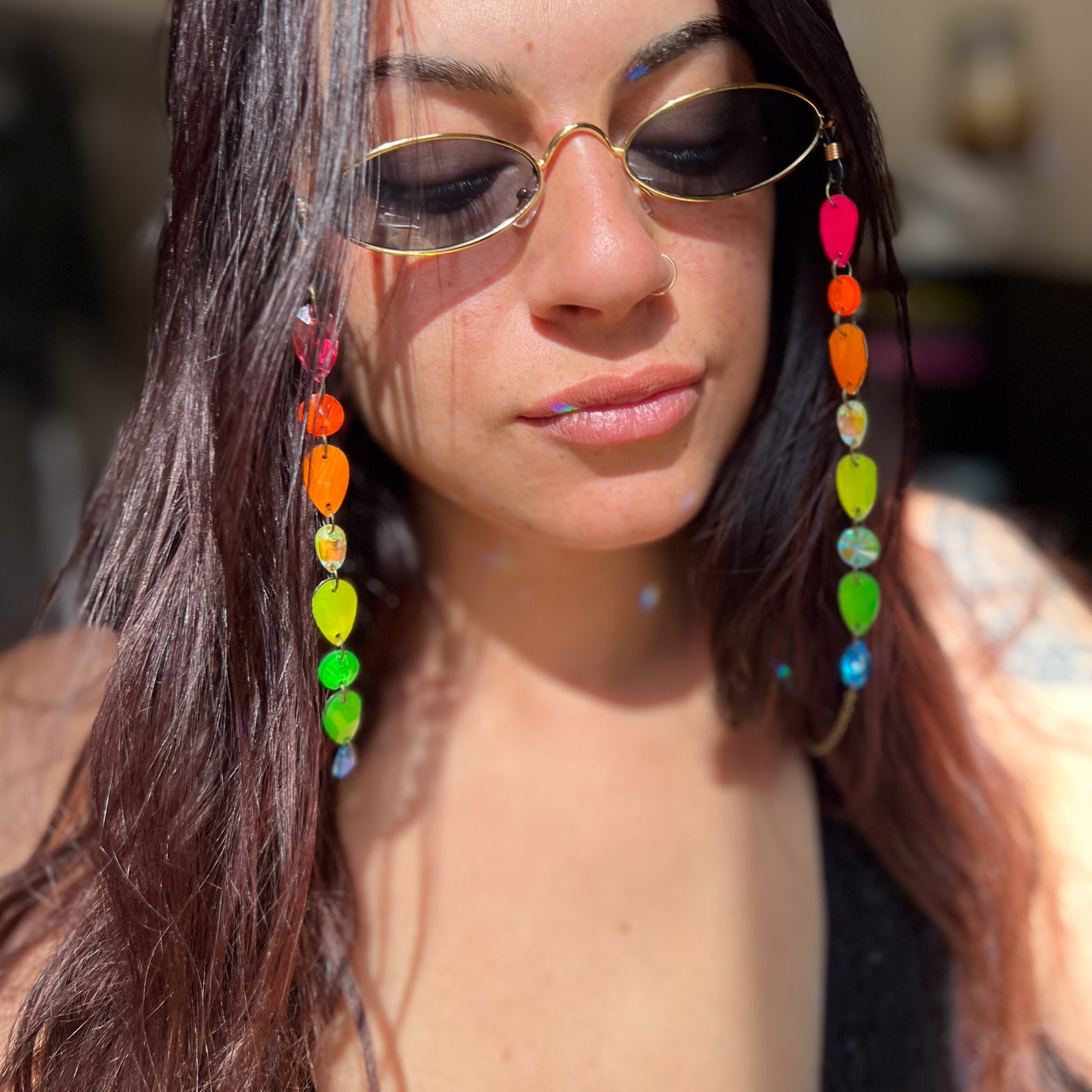 Ready to Ship Neon UV Light Reactive Glasses Chain
