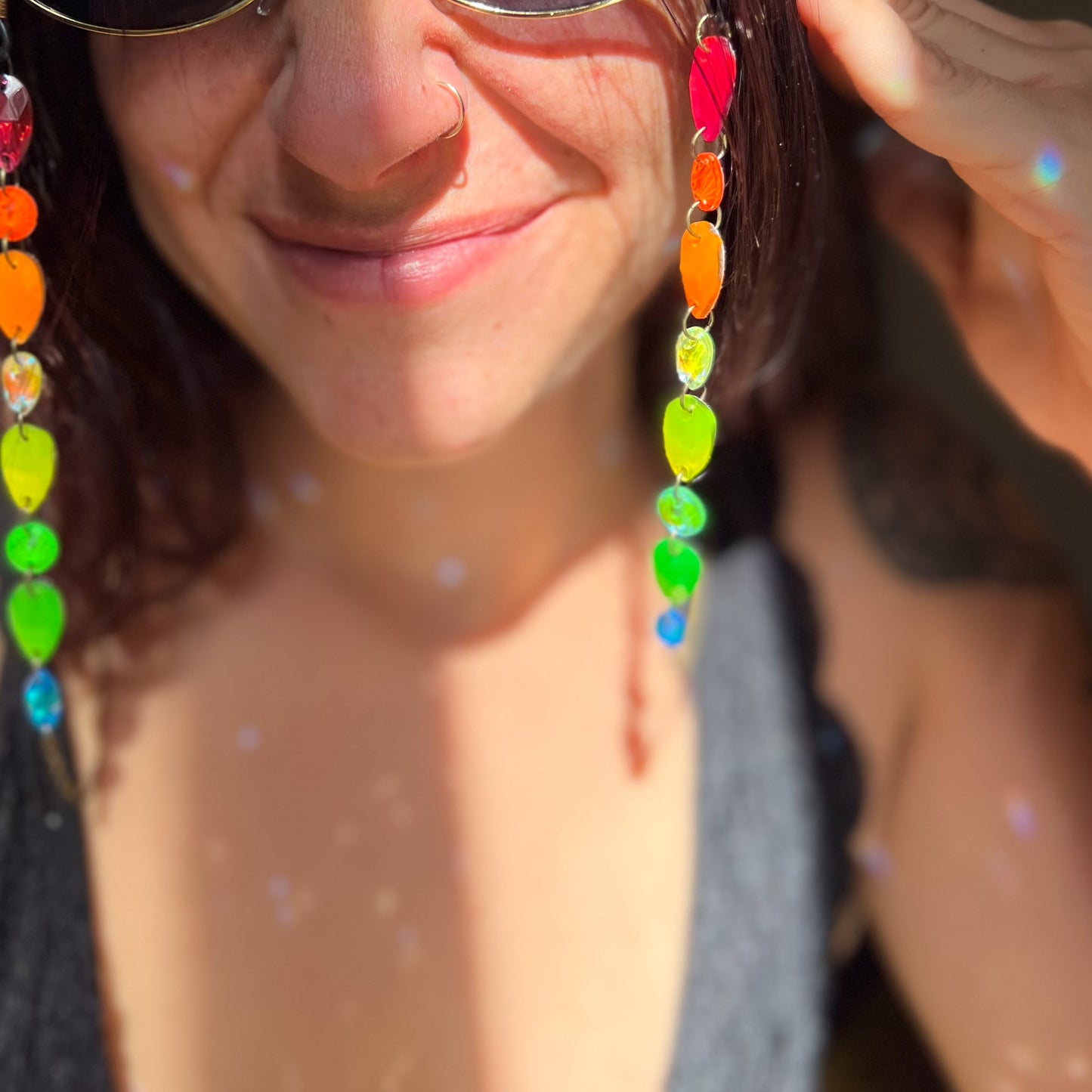 Ready to Ship Neon UV Light Reactive Glasses Chain