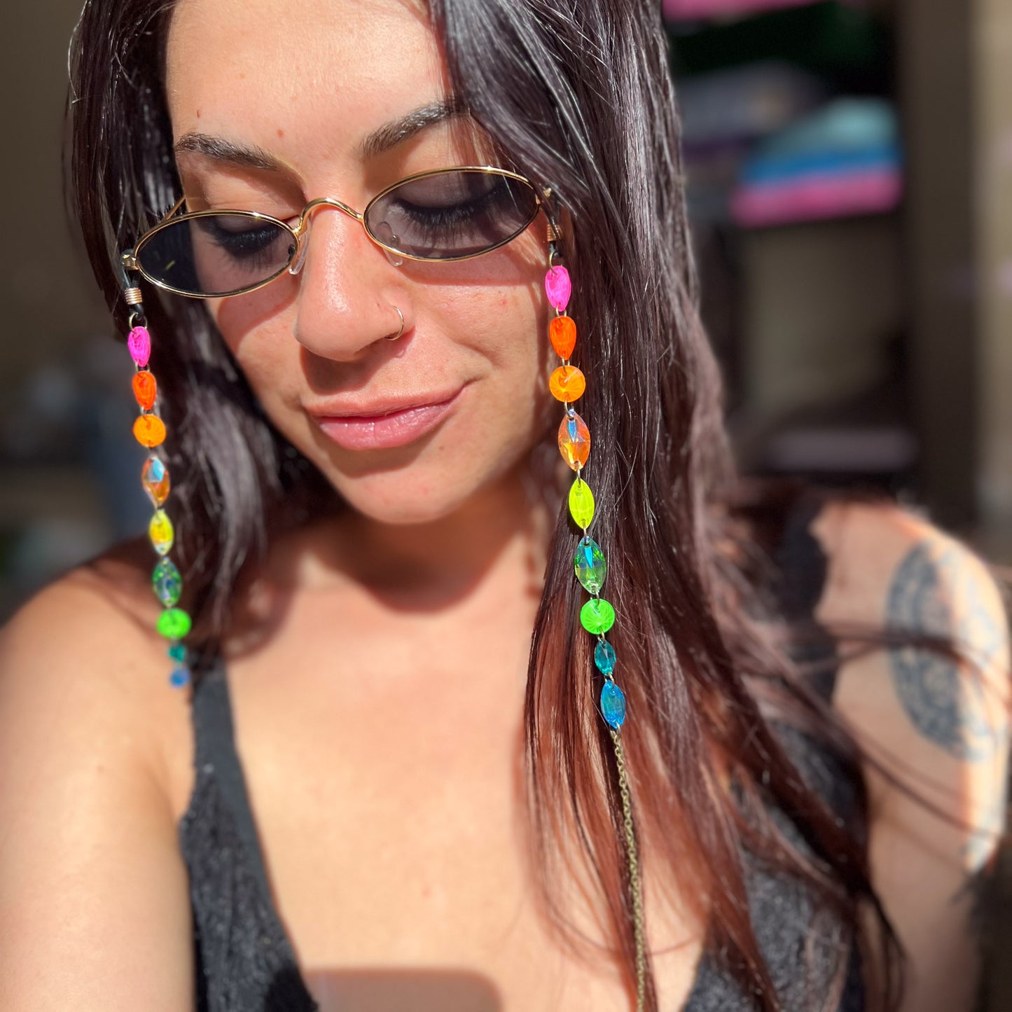 Ready to Ship Neon UV Light Reactive Glasses Chains