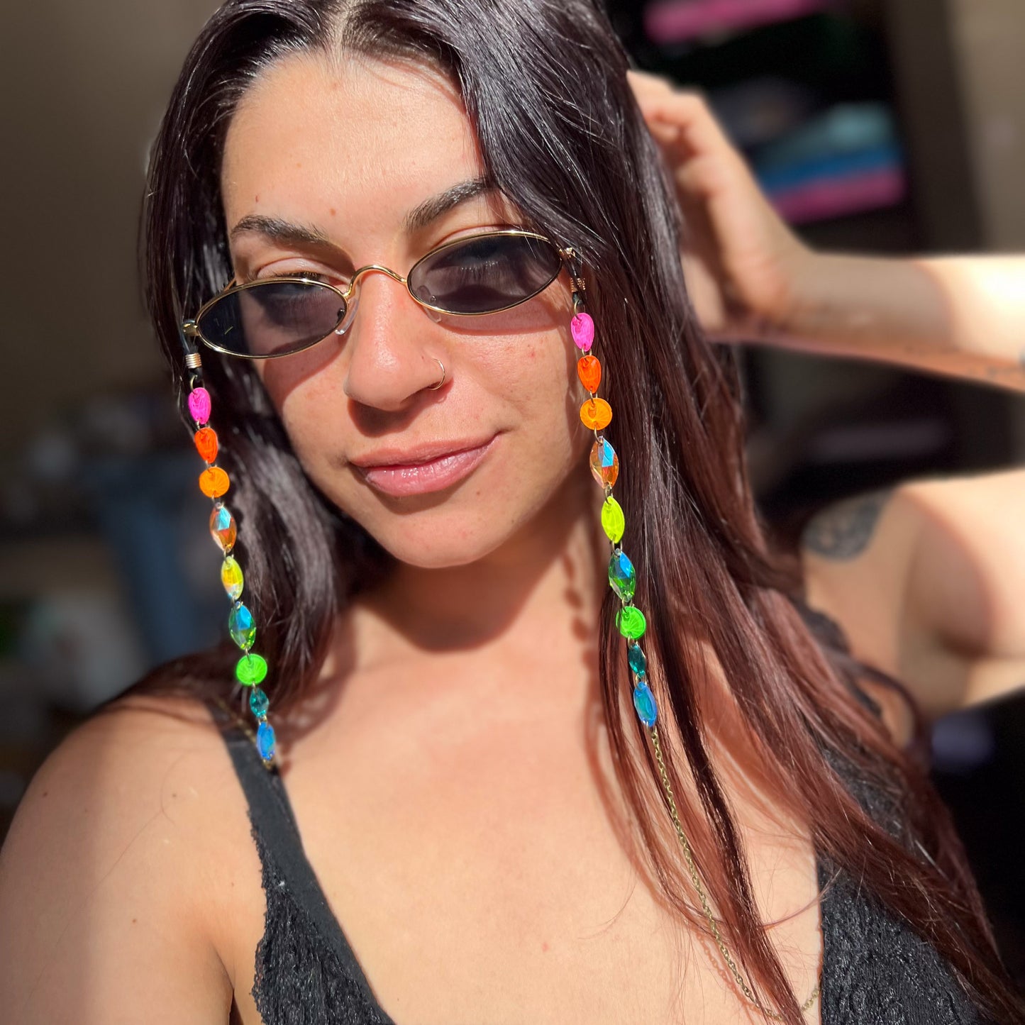 Ready to Ship Neon UV Light Reactive Glasses Chains