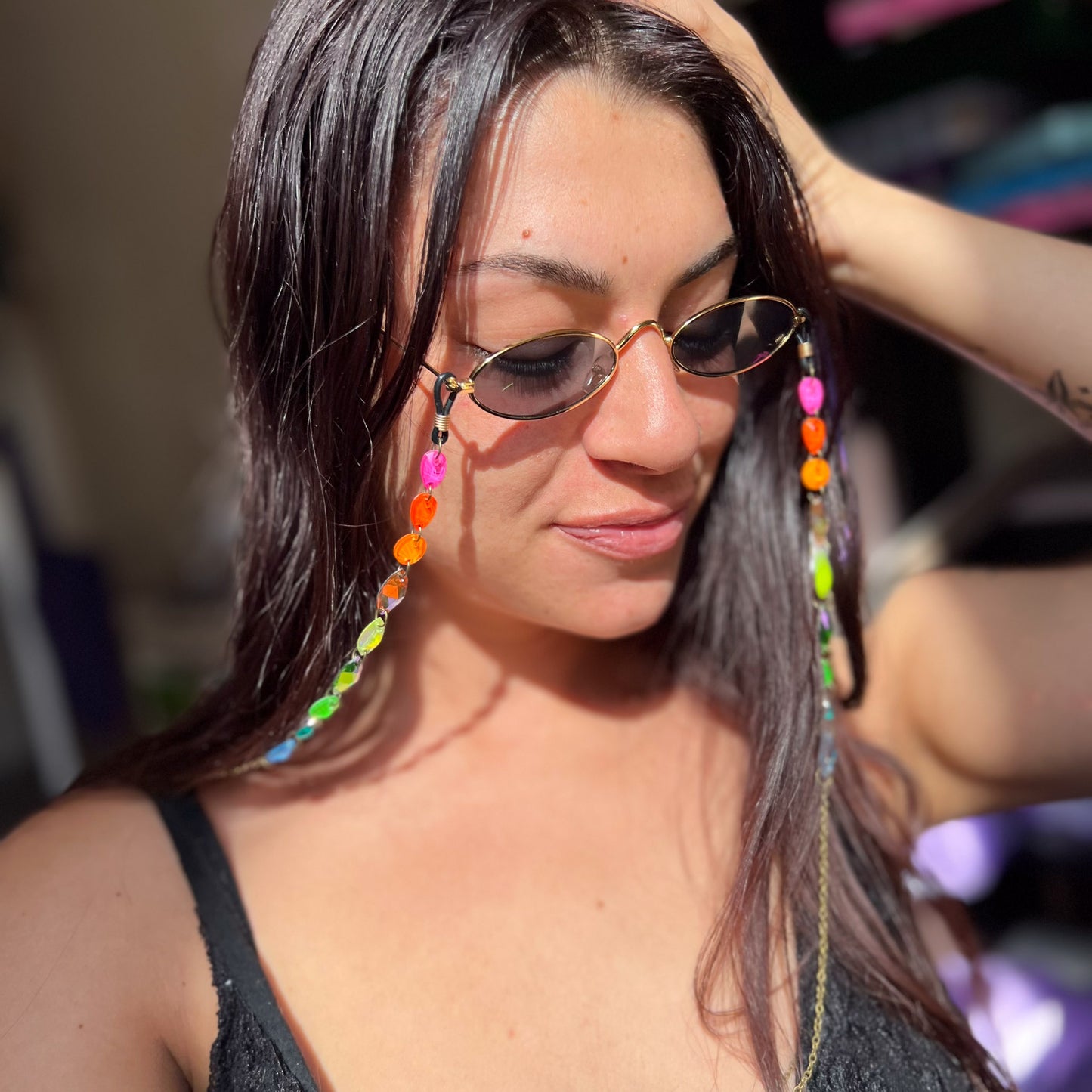 Ready to Ship Neon UV Light Reactive Glasses Chains