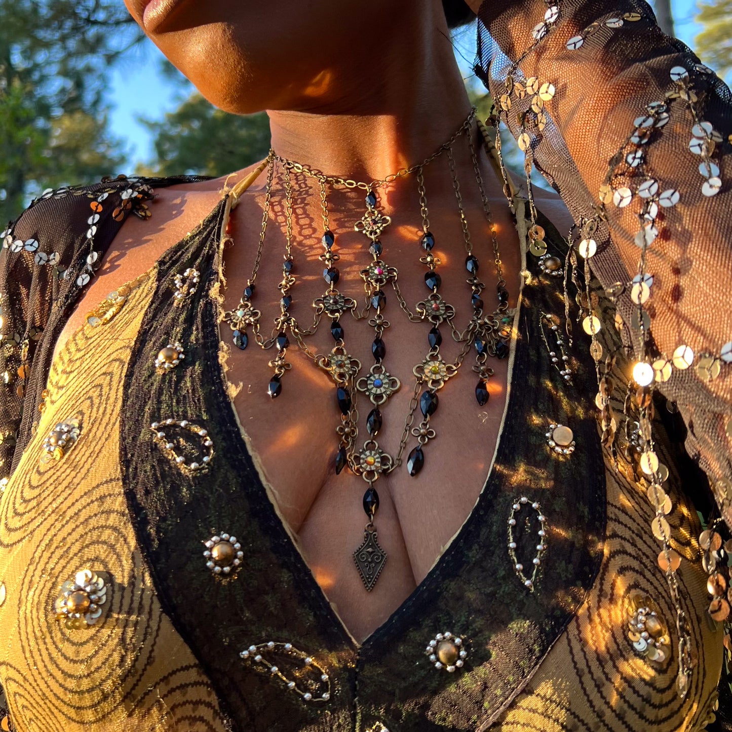 Stained Glass Necklace in Dark Magic