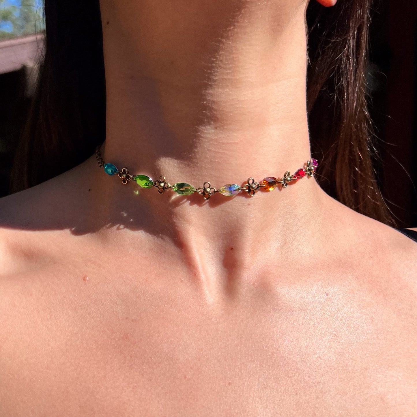 Brass Link Choker in Rainbow Daydream