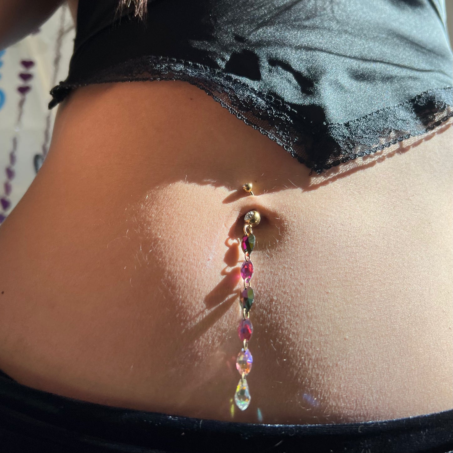 Cosmic Vine Belly Ring in Gold Stainless Steel