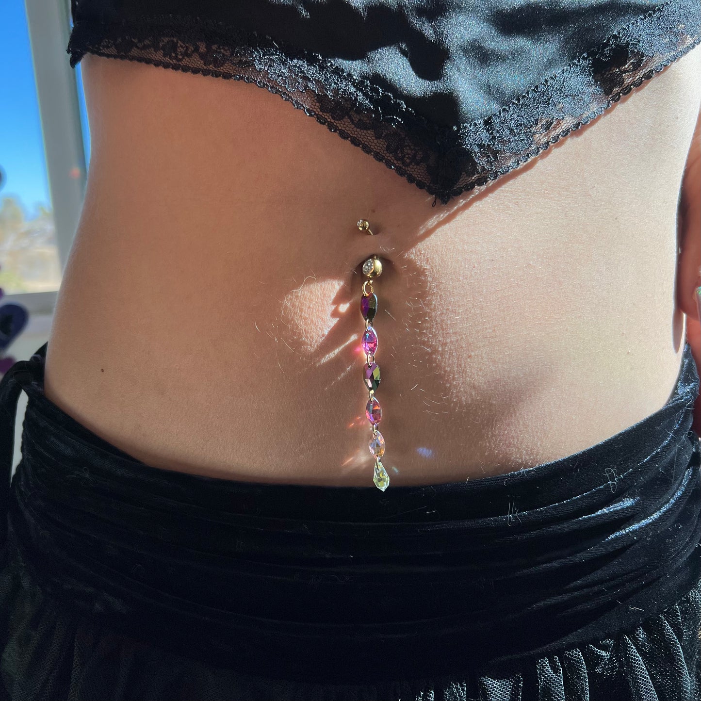 Cosmic Vine Belly Ring in Gold Stainless Steel
