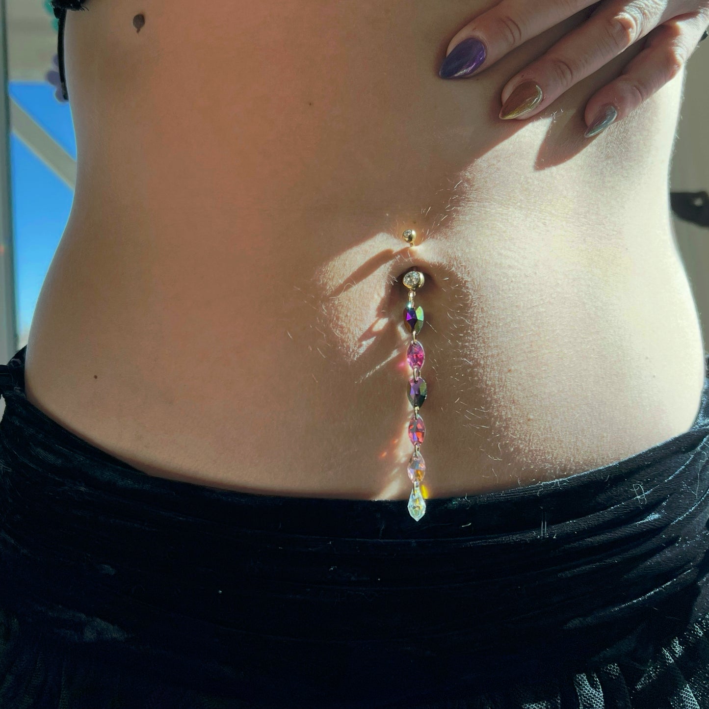 Cosmic Vine Belly Ring in Gold Stainless Steel