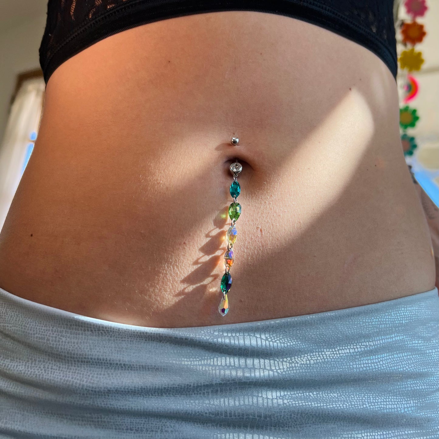 Opal Breeze Belly Ring in Silver Stainless Steel