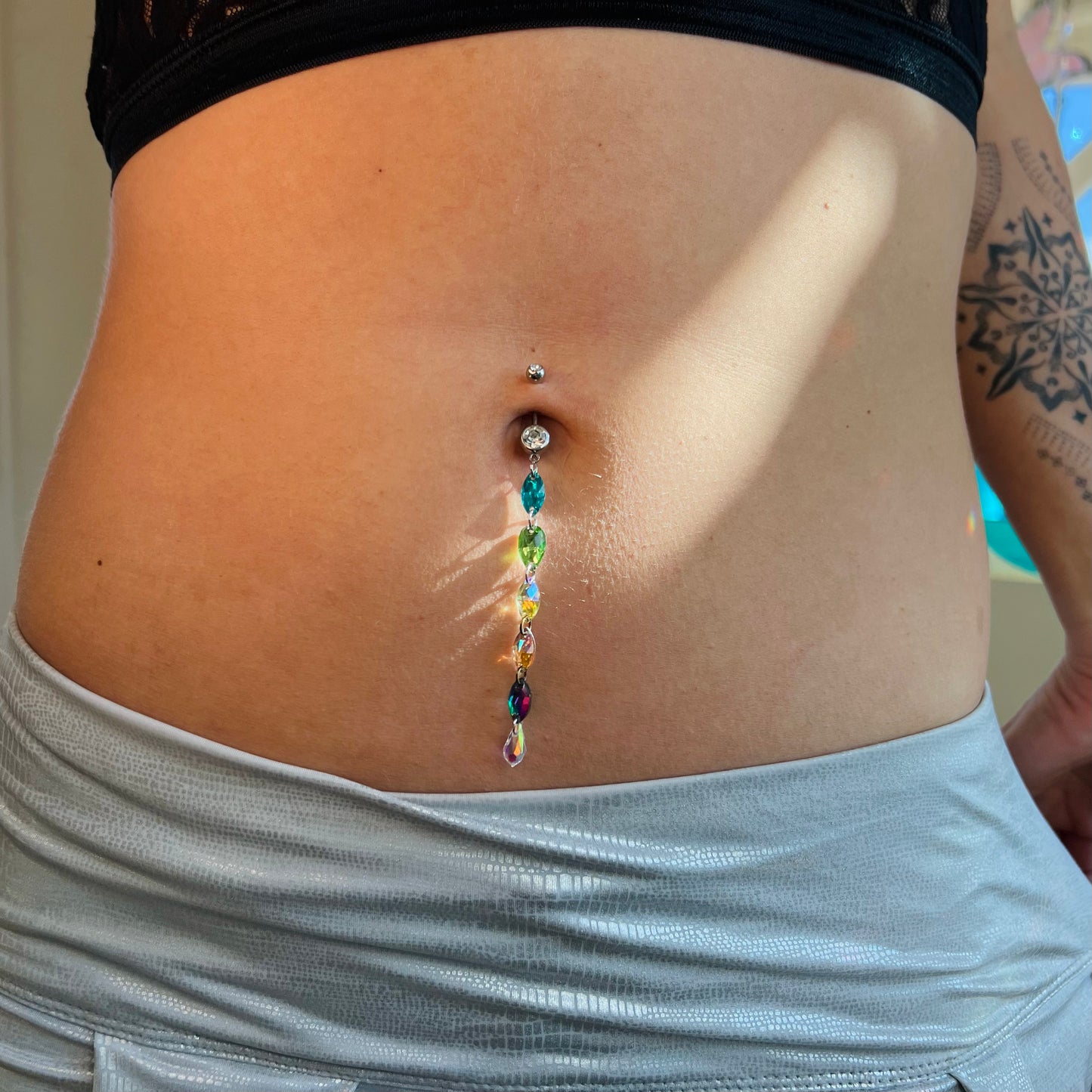 Opal Breeze Belly Ring in Silver Stainless Steel