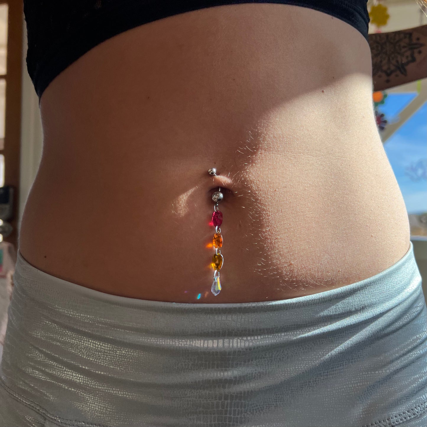 Firefly Glow Belly Ring in Silver Stainless Steel
