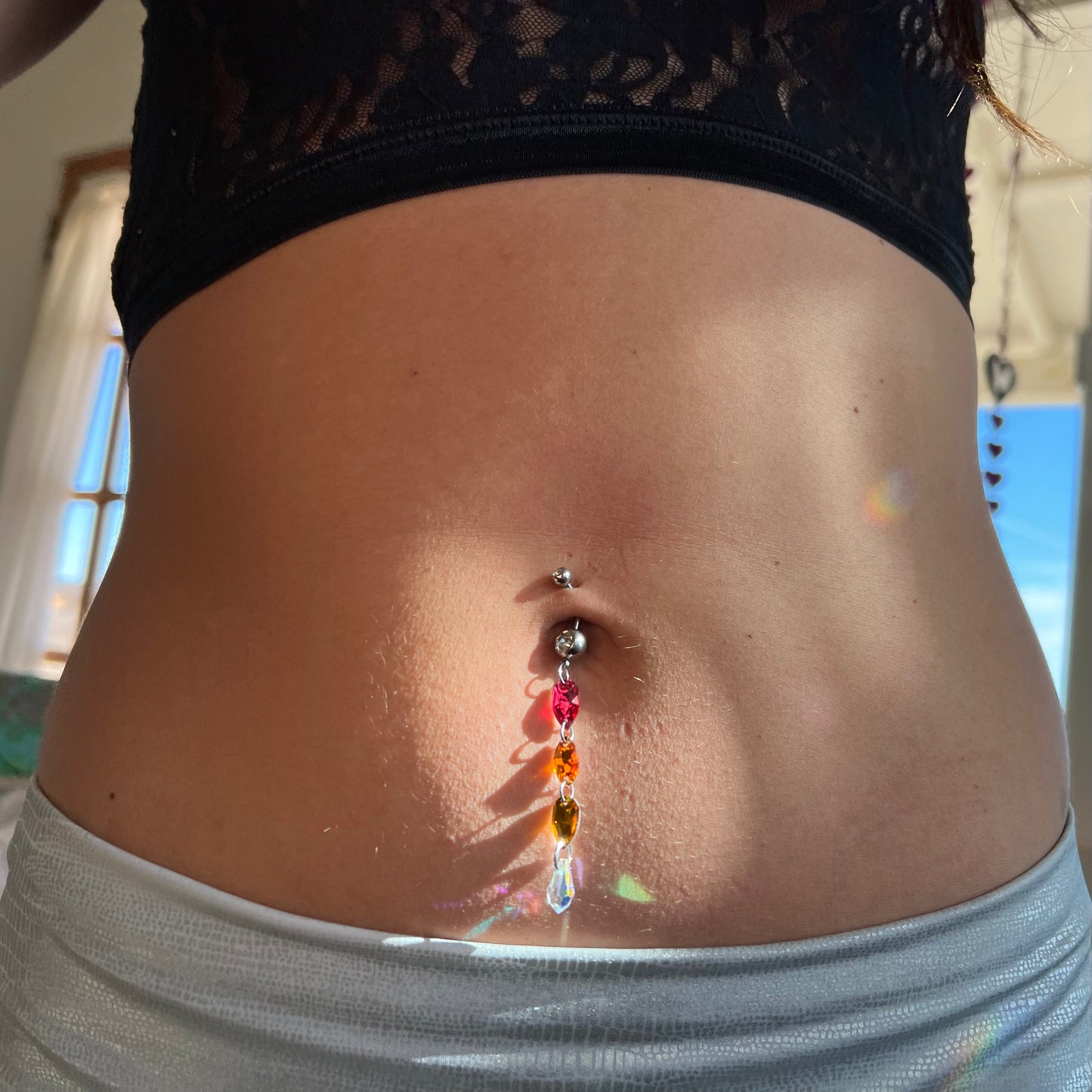 Firefly Glow Belly Ring in Silver Stainless Steel