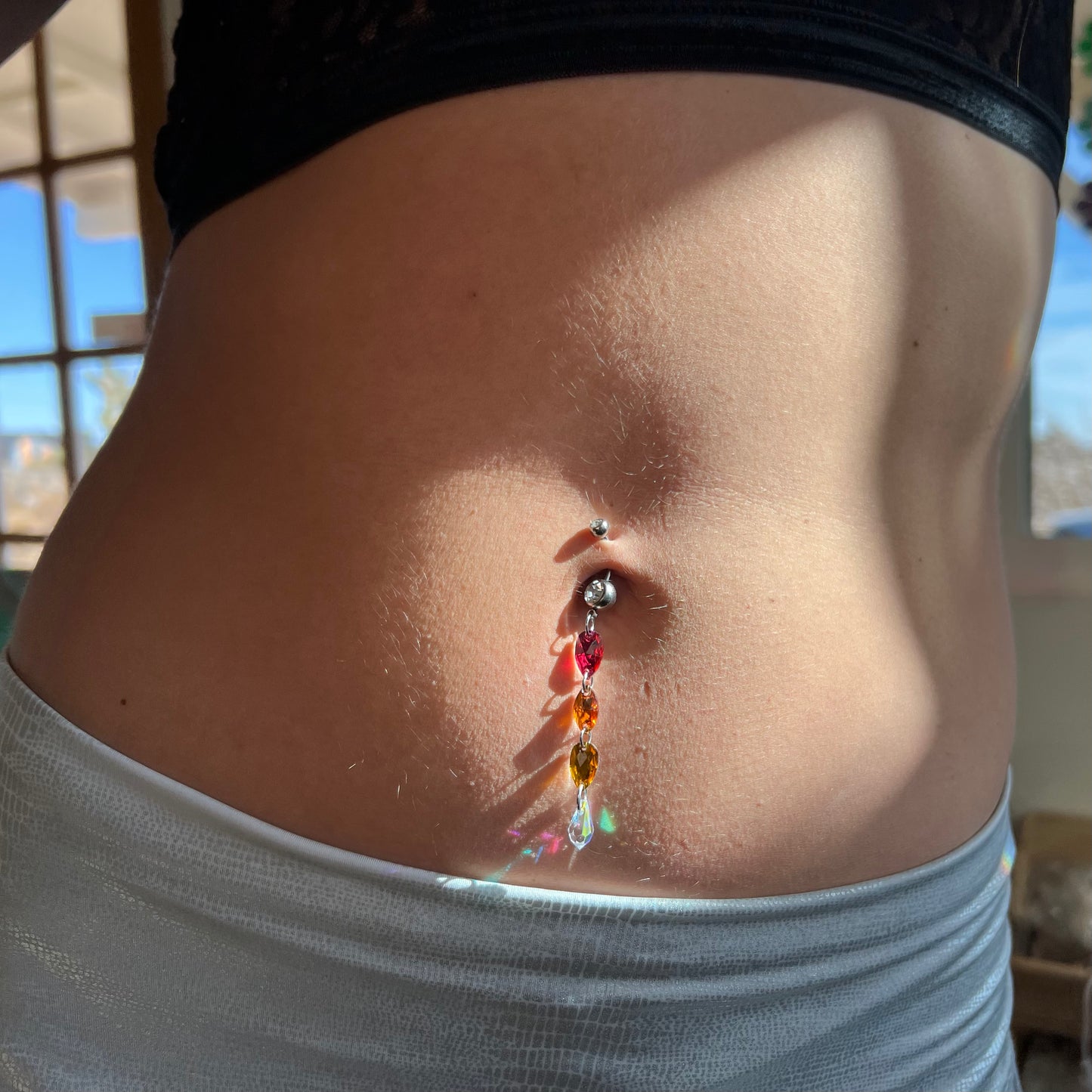 Firefly Glow Belly Ring in Silver Stainless Steel