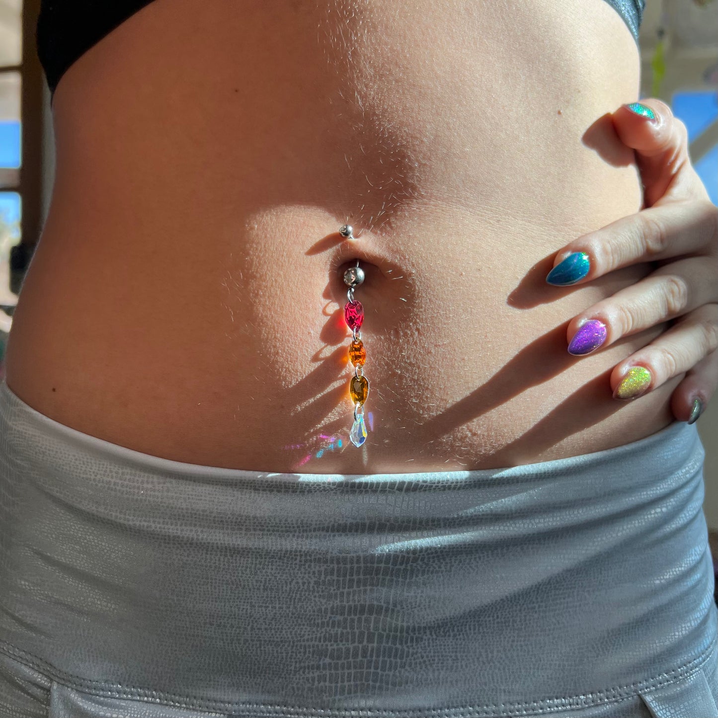 Firefly Glow Belly Ring in Silver Stainless Steel
