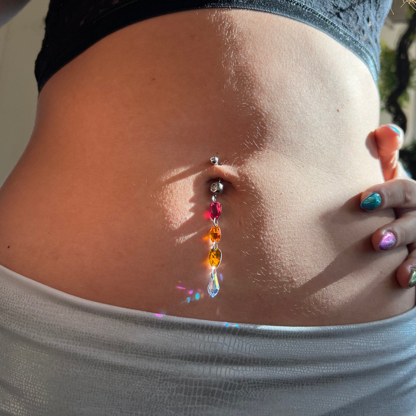 Firefly Glow Belly Ring in Silver Stainless Steel