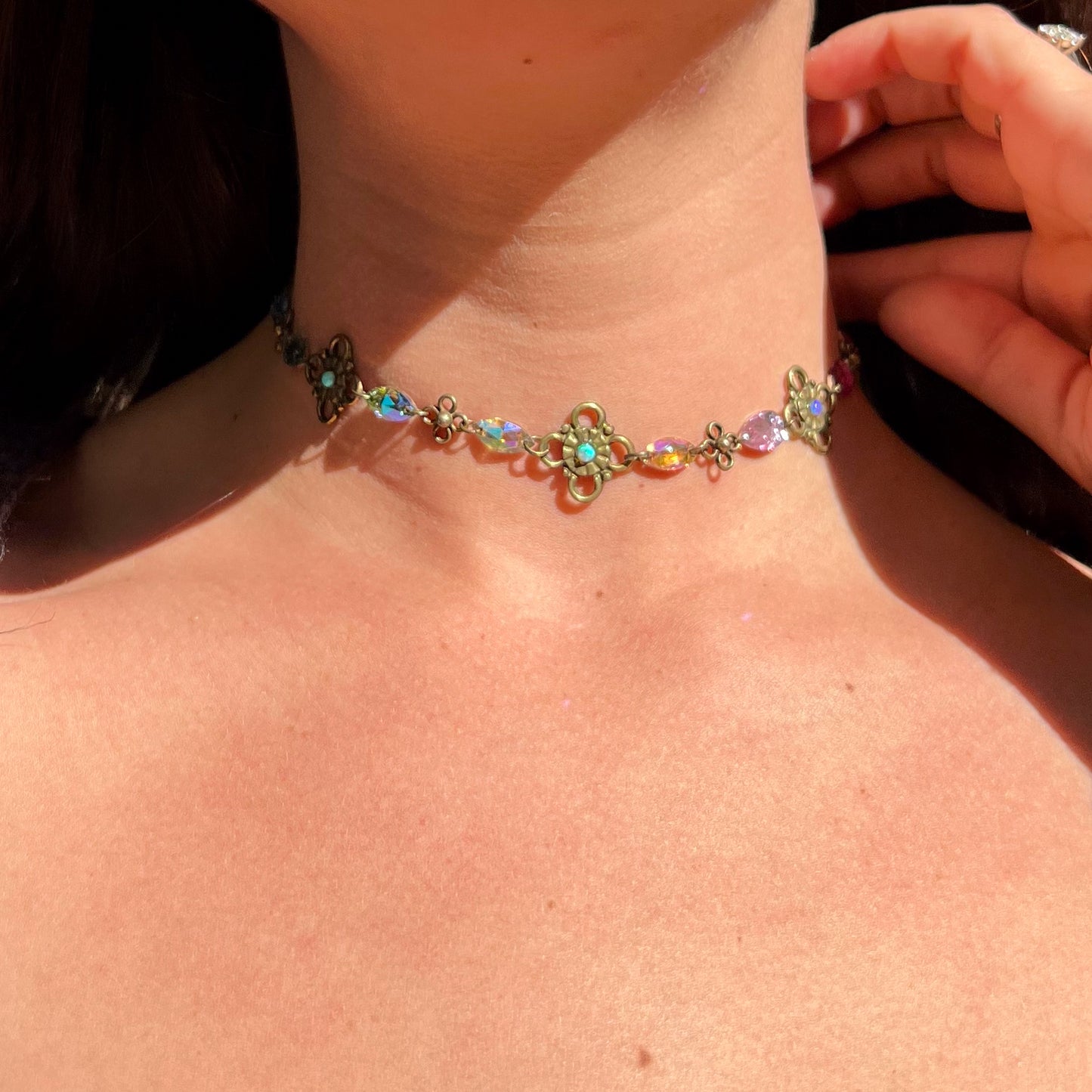 Brass Link Choker Necklace in Portal