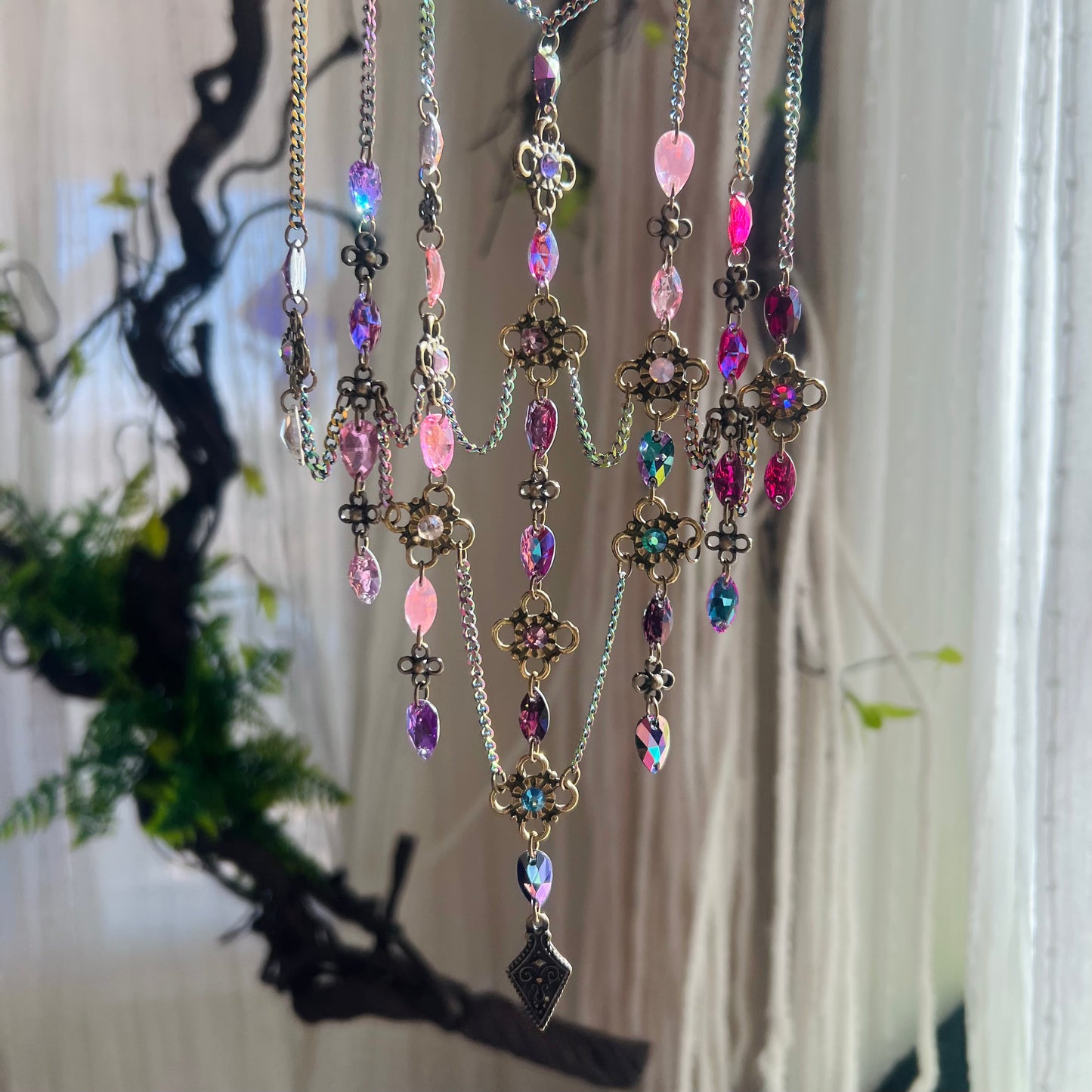 Auroras Embrace Stained Glass Necklace