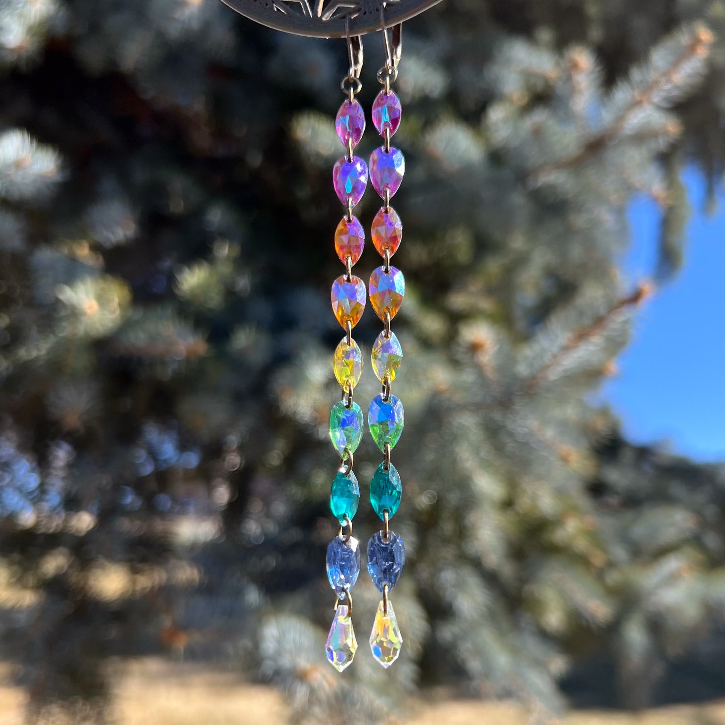 Rainbow Morning Dew Earrings (one of a kind)