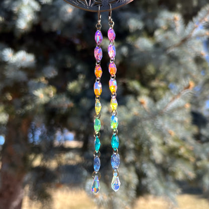 Rainbow Morning Dew Earrings (one of a kind)