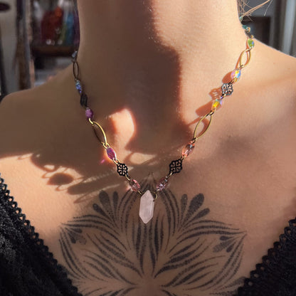 Romance Rose Quartz Necklace (one of a kind)