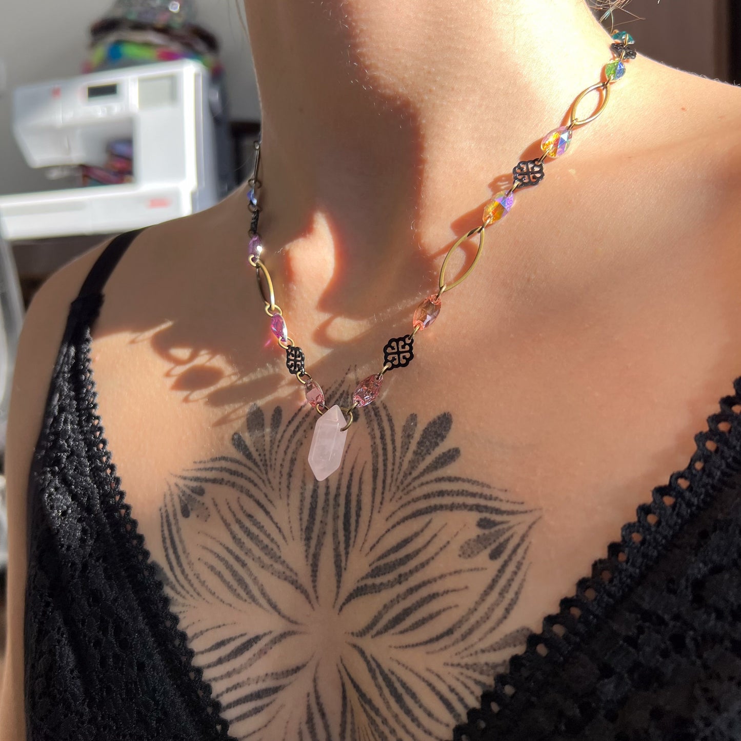 Romance Rose Quartz Necklace (one of a kind)