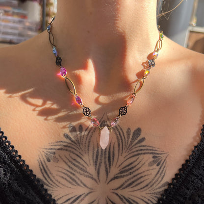 Romance Rose Quartz Necklace (one of a kind)