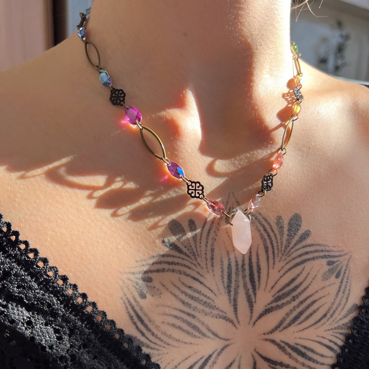 Romance Rose Quartz Necklace (one of a kind)