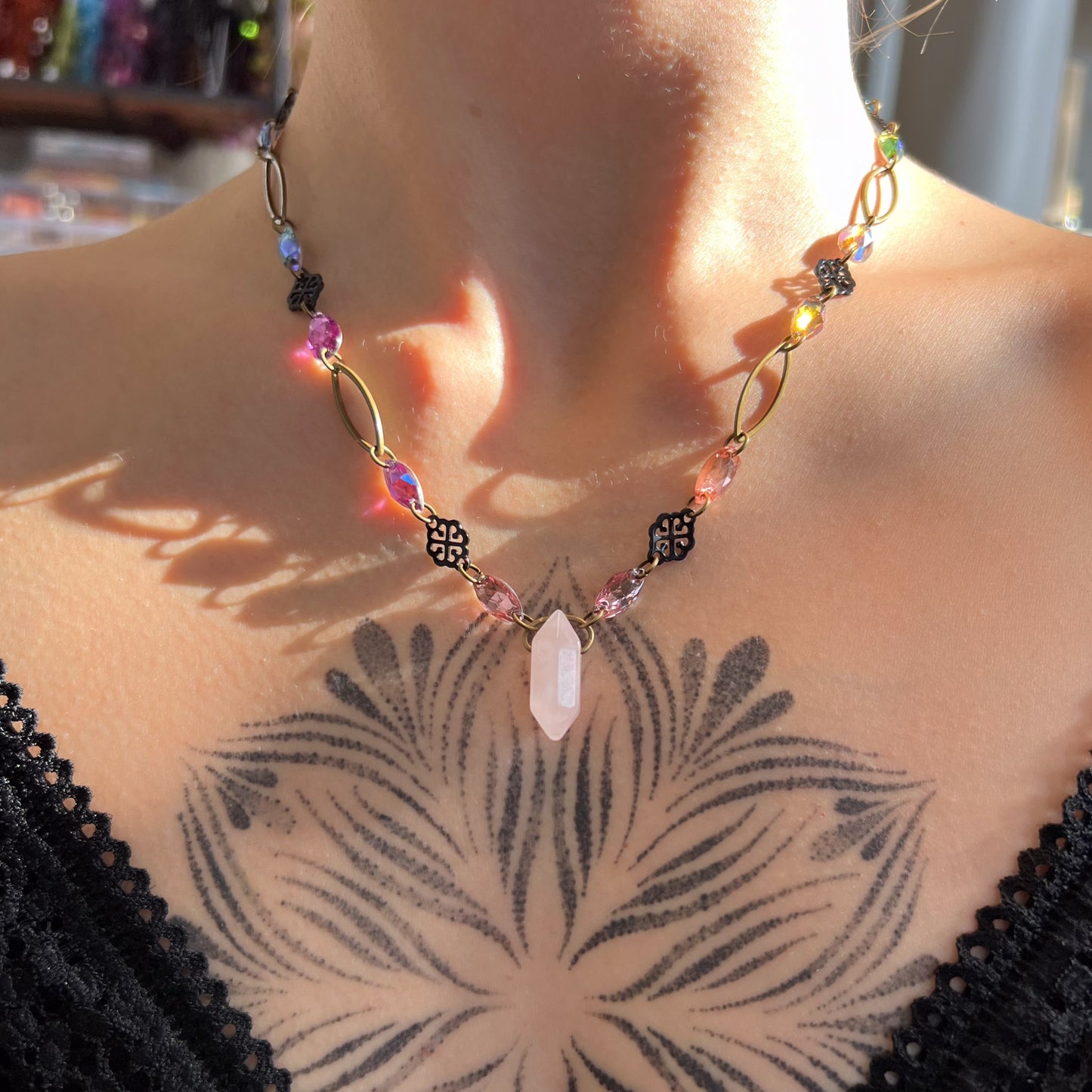 Romance Rose Quartz Necklace (one of a kind)