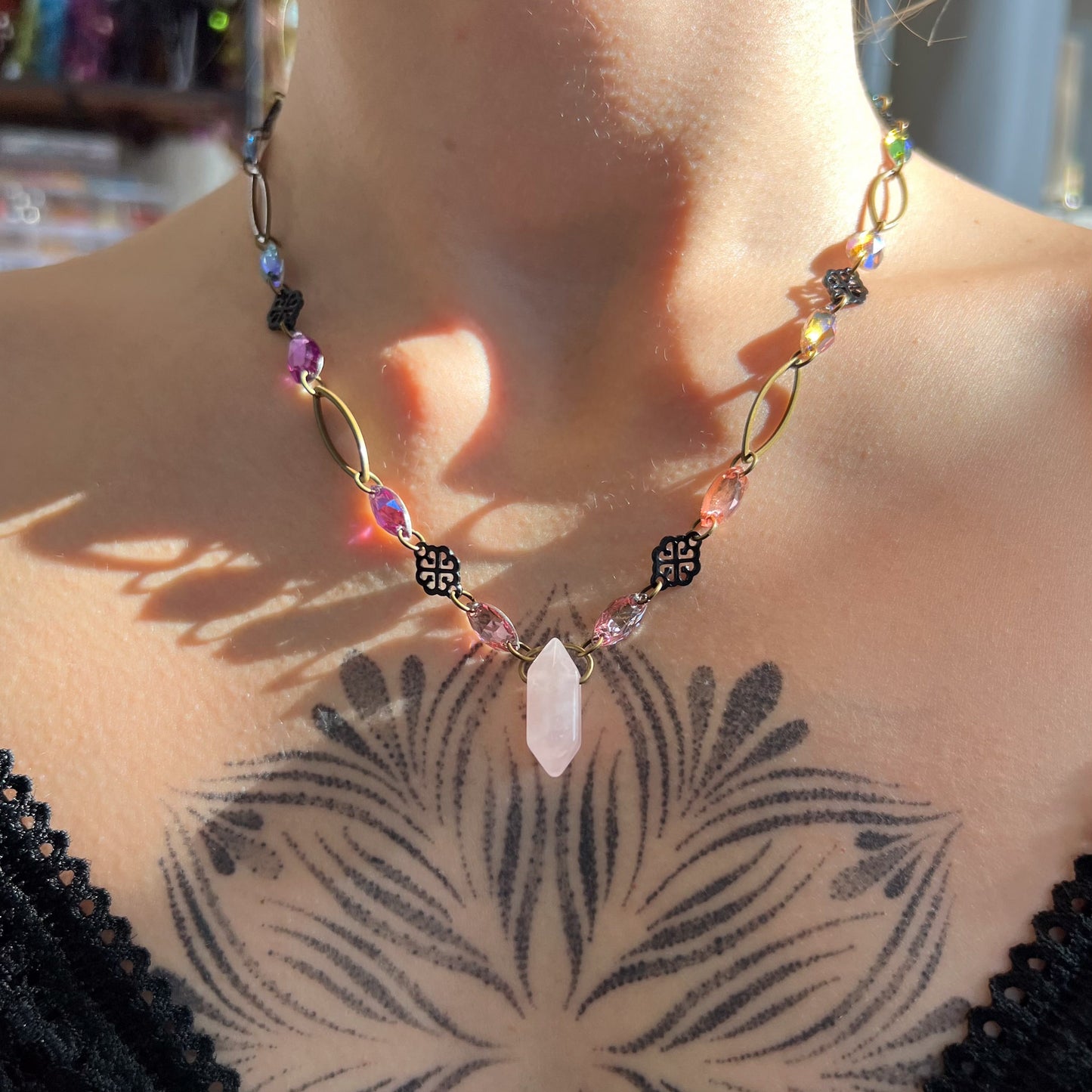 Romance Rose Quartz Necklace (one of a kind)