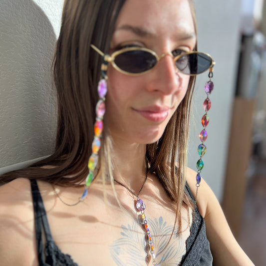 Ready To Ship Chunky Crystal Rainbow Glasses chain