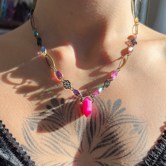 Mystic Pink Agate Necklace (one of a kind)