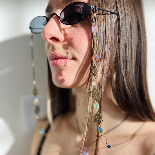 CUSTOM Brass Link tiny crystal seeds sunglass/glasses chain (chain only)
