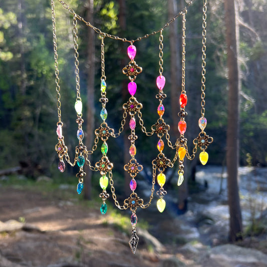 Stained Glass Necklace in Electric Forest