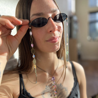 CUSTOM Brass Link tiny crystal seeds sunglass/glasses chain (chain only)