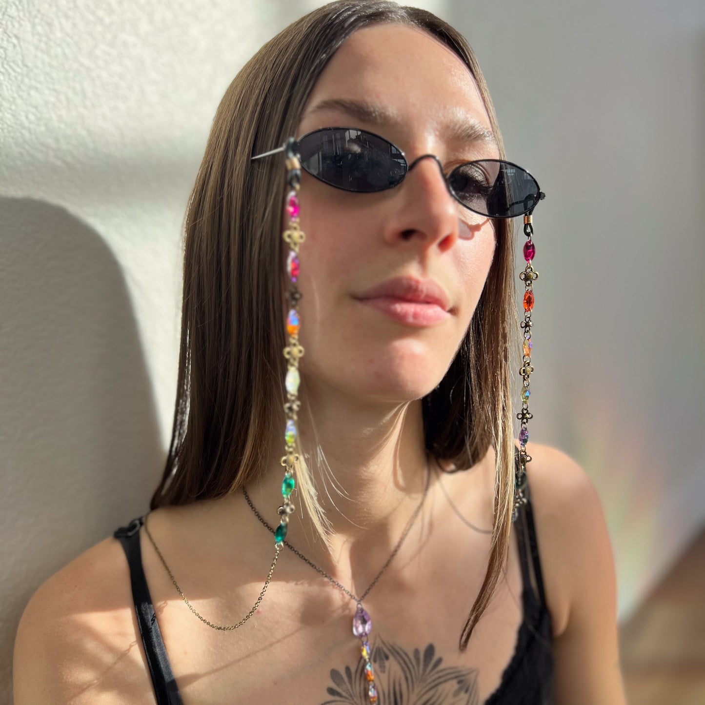 Ready to Ship Brass Link Rainbow Dazzle Glasses Chains