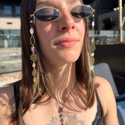 CUSTOM Brass Link tiny crystal seeds sunglass/glasses chain (chain only)