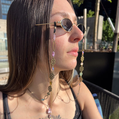 CUSTOM Brass Link tiny crystal seeds sunglass/glasses chain (chain only)