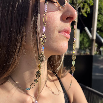 CUSTOM Brass Link tiny crystal seeds sunglass/glasses chain (chain only)