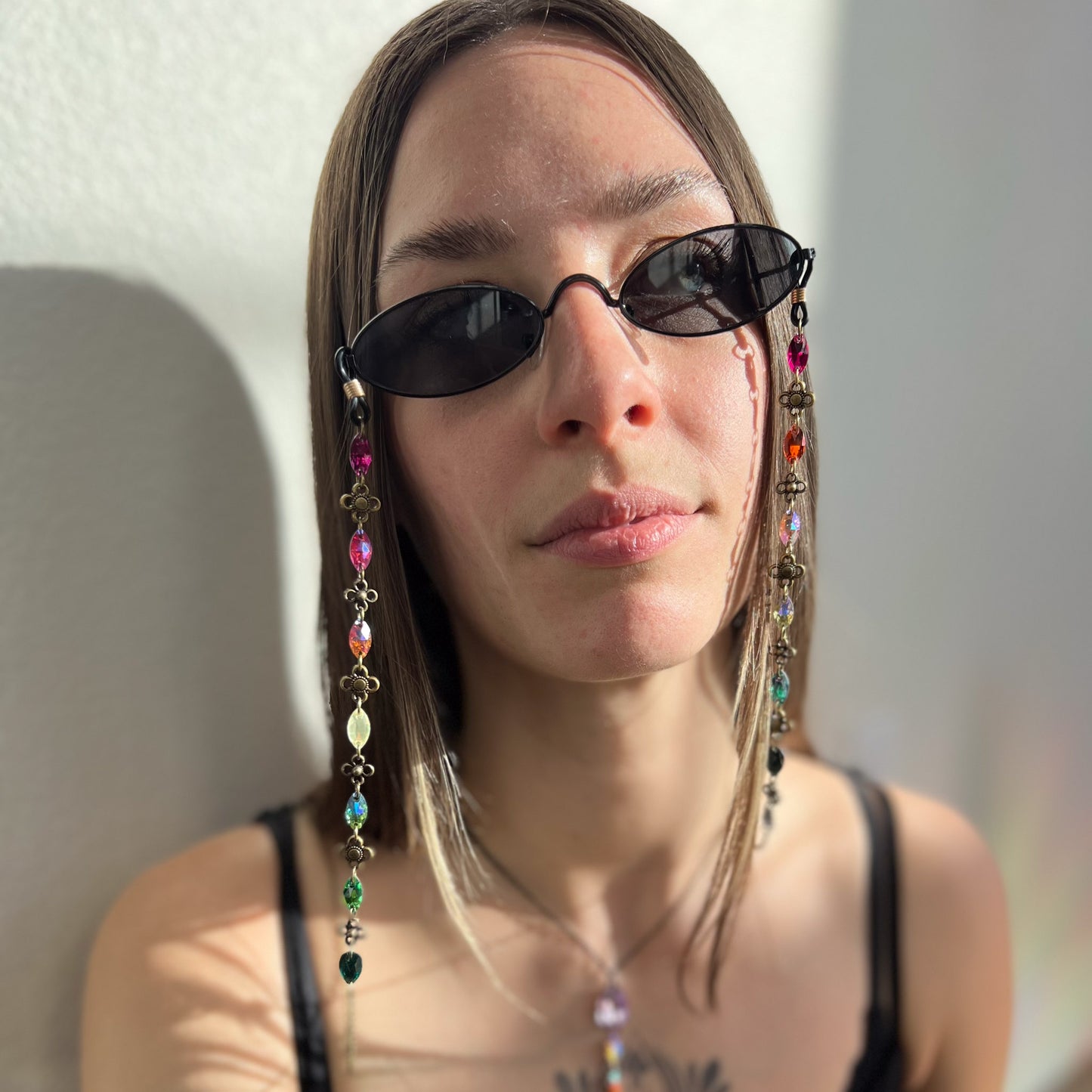 Ready to Ship Brass Link Rainbow Dazzle Glasses Chains