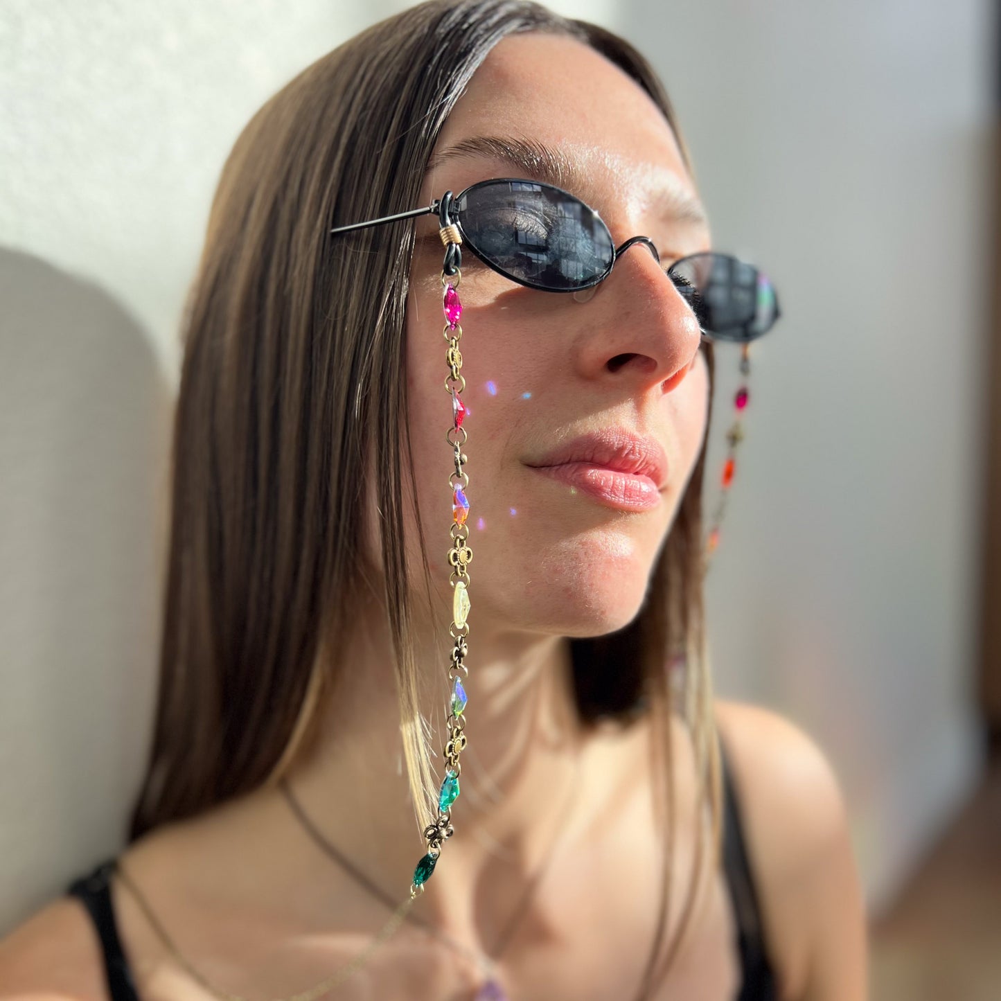 Ready to Ship Brass Link Rainbow Dazzle Glasses Chains