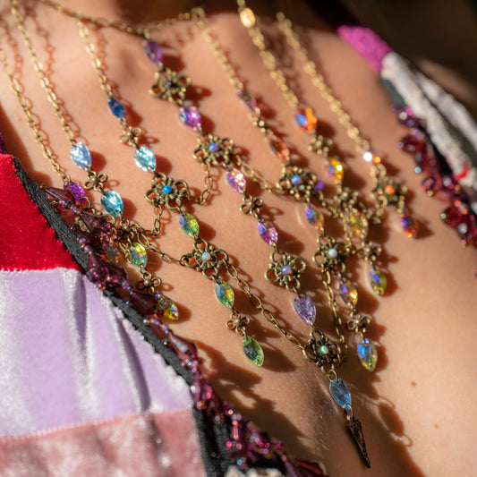 Stained Glass Necklace in Rose Garden