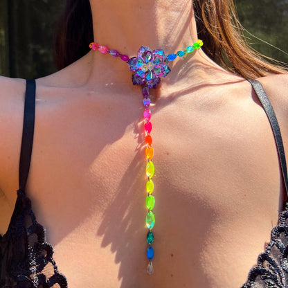 Rainbow Flower Feels Necklace/Choker